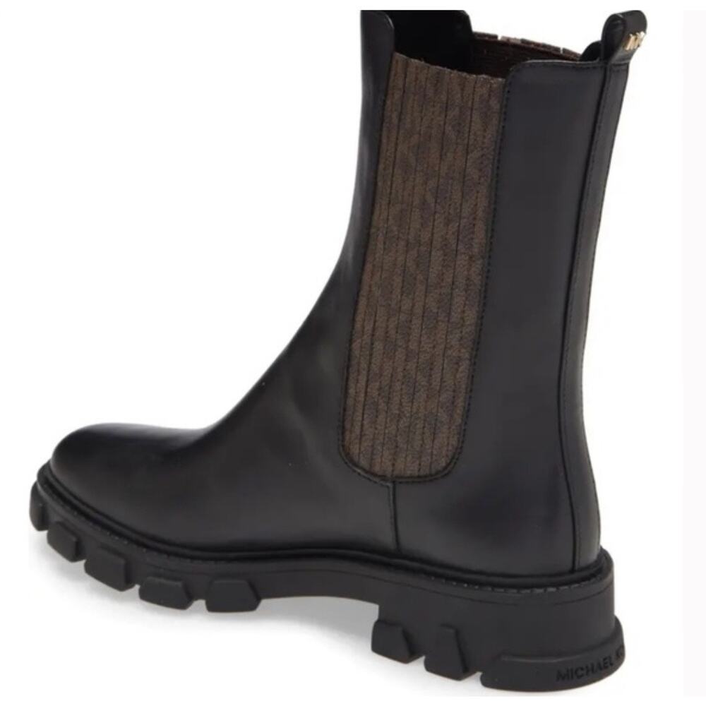 Michael Kors Leather Boots Black Lug Sole Pull-On Women’s 6 NWOB - Picture 2 of 9